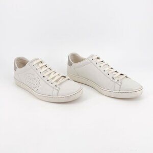Gucci Interlocking GG Ace Sneakers Size 37 US 7 White Leather Low Top Logo Shoe